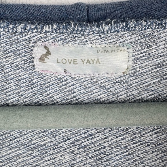 LOVE YAYA Dusty Blue Colorful Embroidered long sleeve Zip Up Hoodie Top 2 Medium - Picture 4 of 9